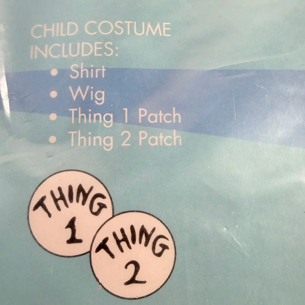 Dr. Seuss Thing 1 & 2 Accessory Kit Shirt Wig Patches Kids S/M